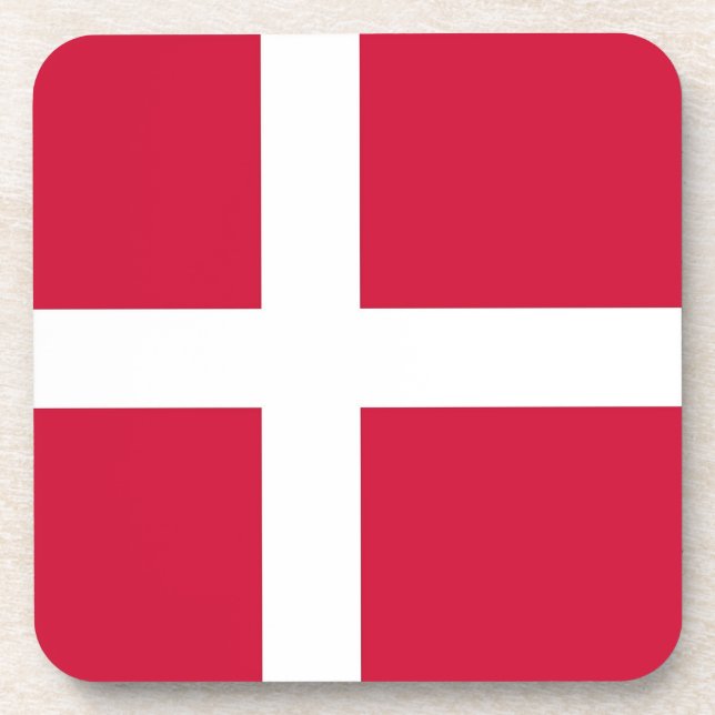 Hard plastic coaster with flag of Denmark (Front)