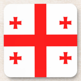 Hard plastic coaster with flag of Georgia