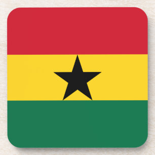 Hard plastic coaster with flag of Ghana