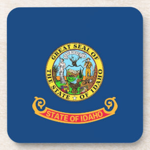 Hard plastic coaster with flag of Idaho, USA
