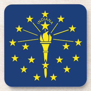 Hard plastic coaster with flag of Indiana, USA