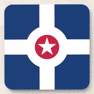 Hard plastic coaster with flag of Indianapolis USA
