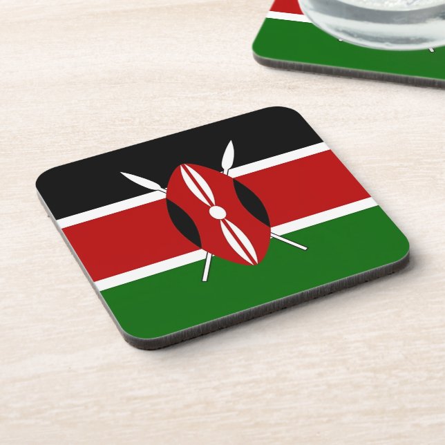 Hard plastic coaster with flag of Kenya (Left Side)