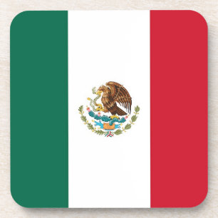 Hard plastic coaster with flag of Mexico