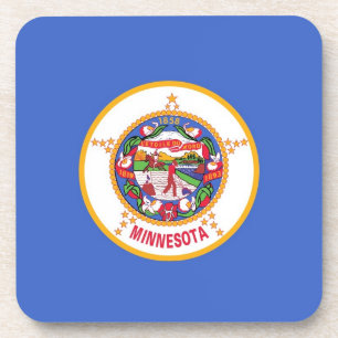 Hard plastic coaster with flag of Minnesota
