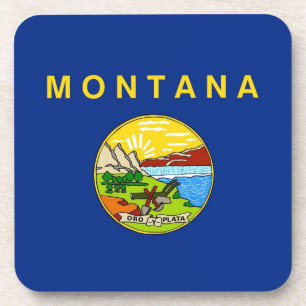 Hard plastic coaster with flag of Montana