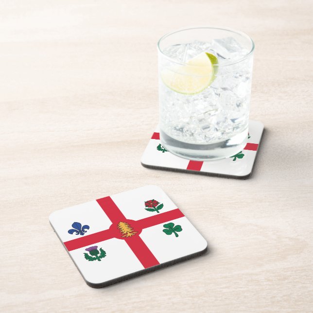 Hard plastic coaster with flag of Montreal, Canada (Right Side)