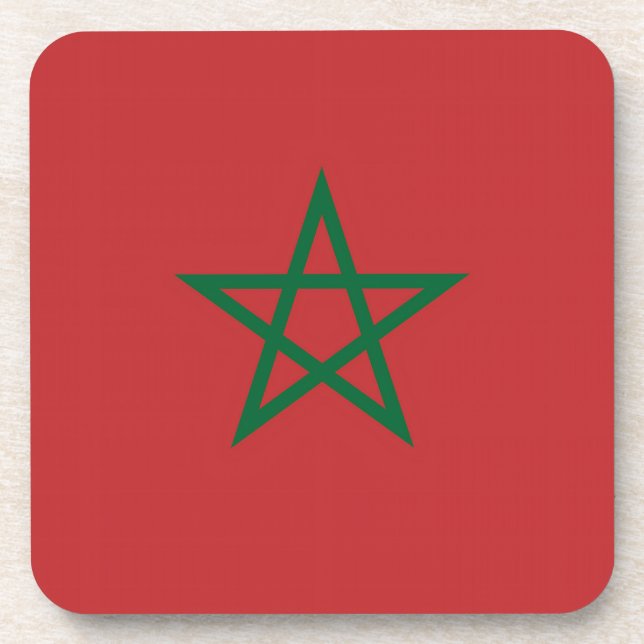 Hard plastic coaster with flag of Morocco (Front)