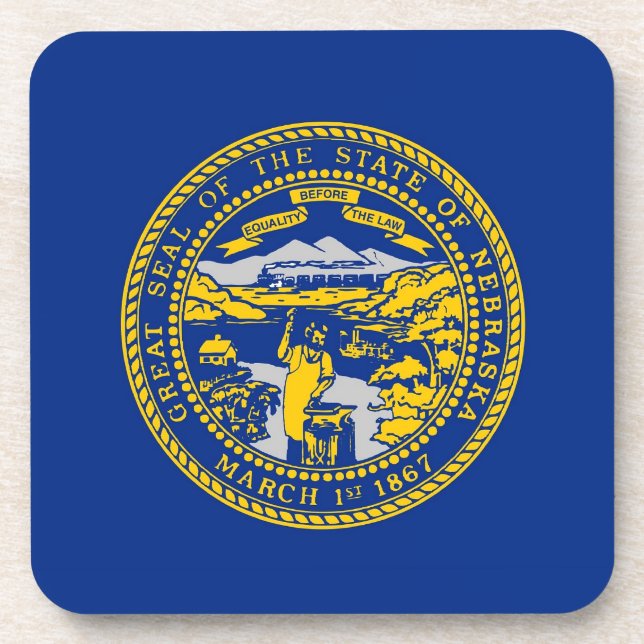 Hard plastic coaster with flag of Nebraska (Front)