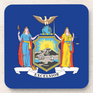 Hard plastic coaster with flag of New York