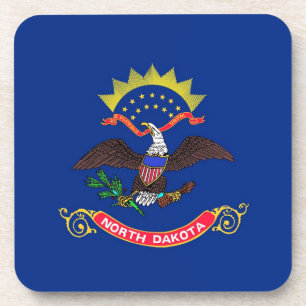 Hard plastic coaster with flag of North Dakota