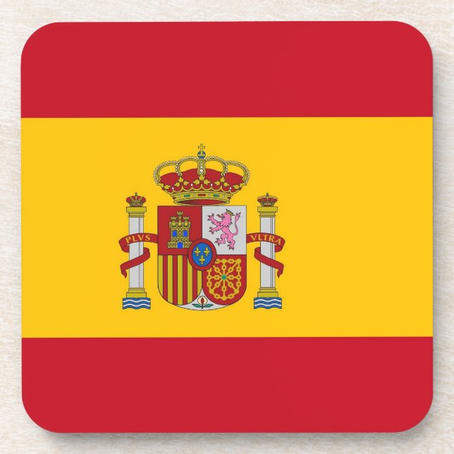 Hard plastic coaster with flag of Spain (Front)