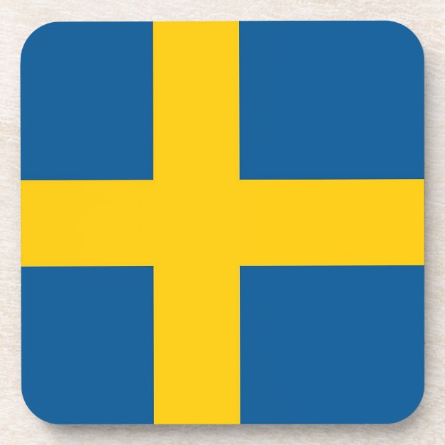 Hard plastic coaster with flag of Sweden (Front)