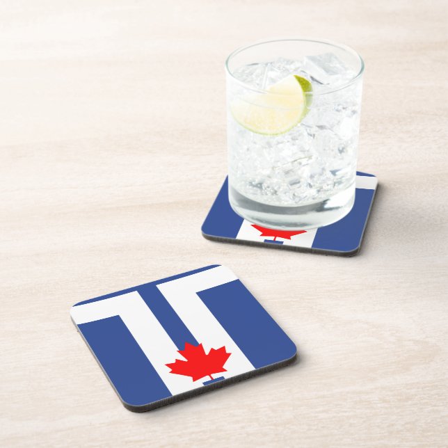 Hard plastic coaster with flag of Toronto, Canada (Right Side)