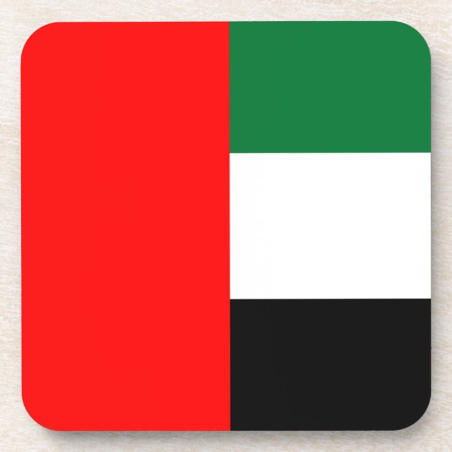 Hard plastic coaster with flag of UAE (Front)
