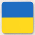 Hard plastic coaster with flag of Ukraine