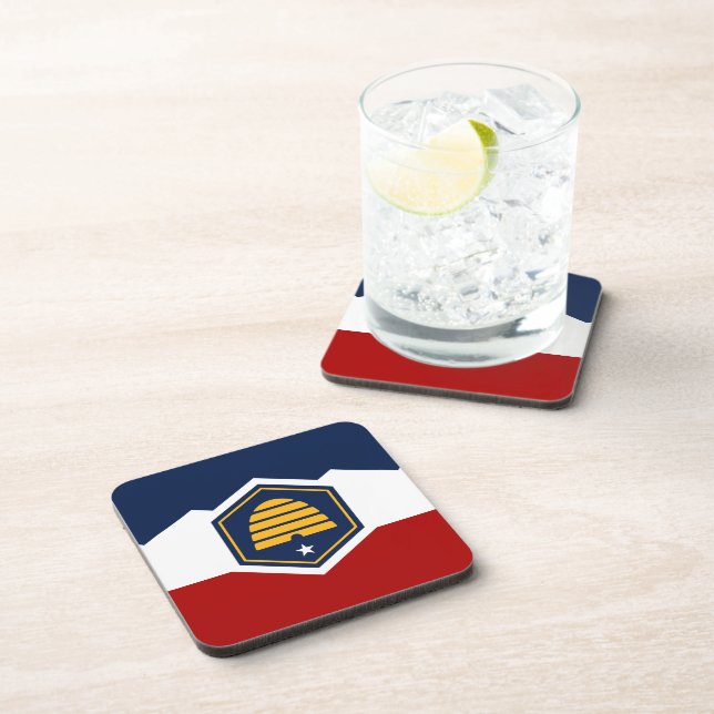 Hard plastic coaster with flag of Utah, USA (Right Side)