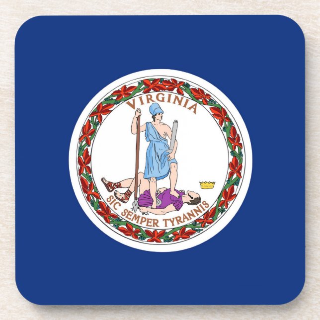 Hard plastic coaster with flag of Virginia (Front)