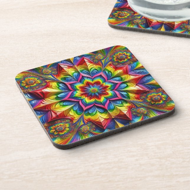 Hard plastic coaster with LGBTQ Colours Design (Left Side)
