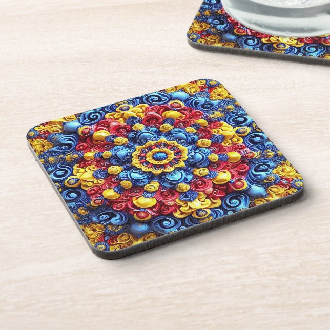 Hard plastic coaster with Romanian Colours (Left Side)