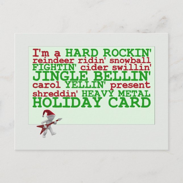 Hard Rock Holidays funny holiday postcard (Front)