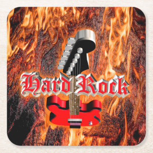 Hard rock into the fire square paper coaster
