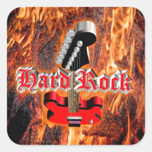Hard rock into the fire square sticker