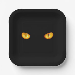 Hard Stare of Golden Bombay Cat Eyes Paper Plate