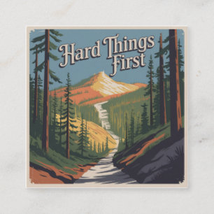 Hard Things First Square Business Card