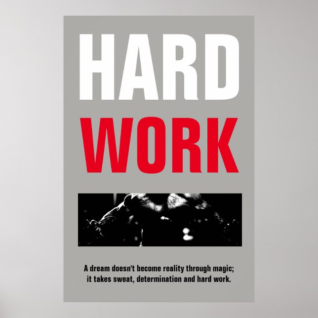 Hard Work Bodybuilding Fitness Motivational Poster (Front)