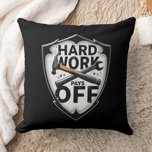 Hard Work Pays Off Shield Worker Design Cushion (Blanket)