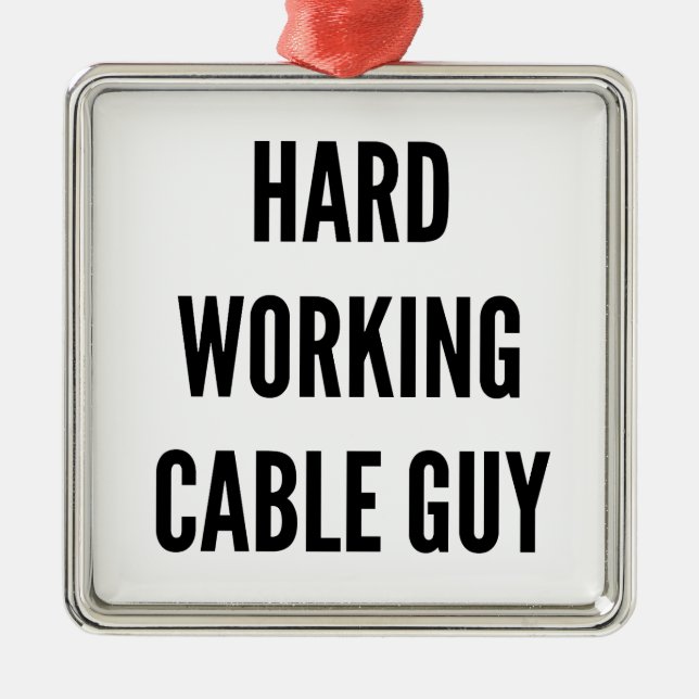 Hard Working Cable Guy Metal Tree Decoration (Front)