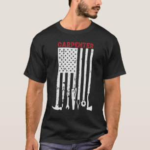 hard working proud union carpenter American flag t T-Shirt