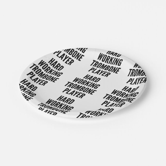 Hard Working Trombone Player Paper Plate (Angled)