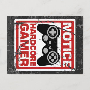 Hardcore Gamer Notice Signboard Postcard