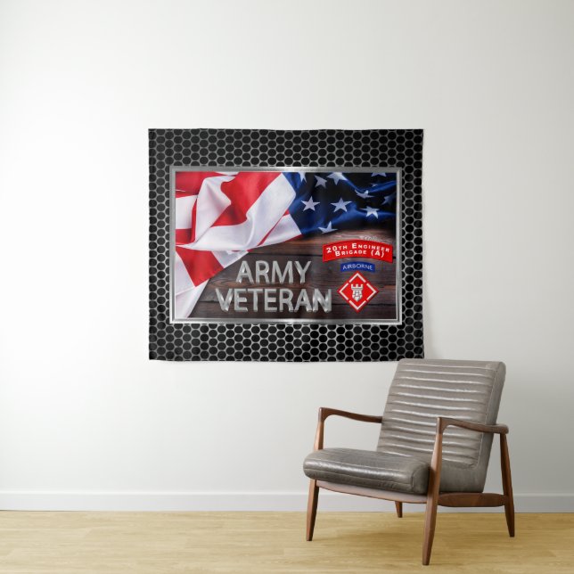 Hardcore Veteran 20th Engineer Brigade-Airborne Tapestry (In Situ (Horizontal))