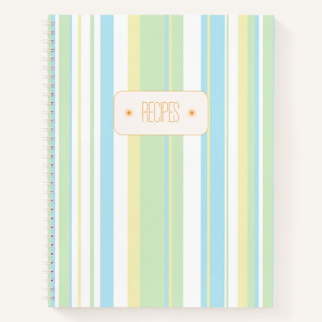 (Hardcover) Pastel Striped Recipe Notebook (Front)