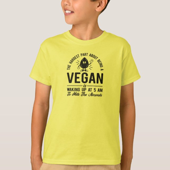 Hardest Part Vegan, Milk the Almonds, Vegan Boy's T-Shirt (Front)