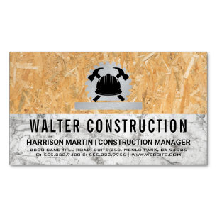 Hardhat Hammer   Marble   Pressed Wood Magnetic Business Card
