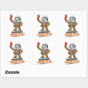 Hardhat Hard Play Soccer Referee Square Sticker