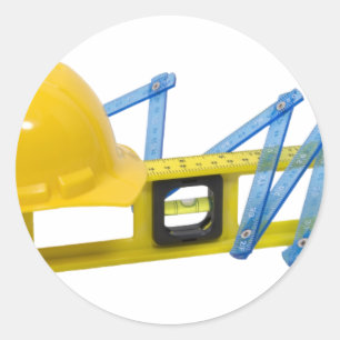 HardHatLevelConstruction062509 Classic Round Sticker