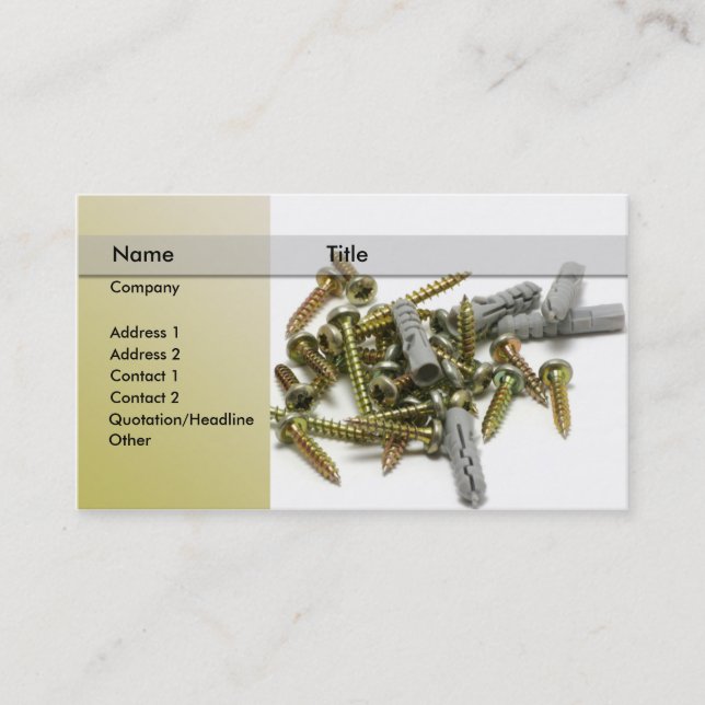 hardware \ Bolts and screws Business Card (Front)