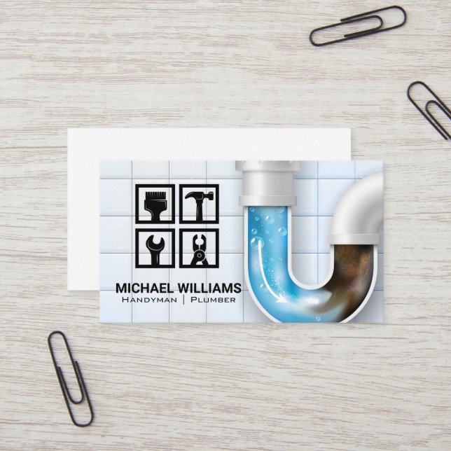 Hardware Icons | Handyman Plumber Business Card (Front/Back In Situ)
