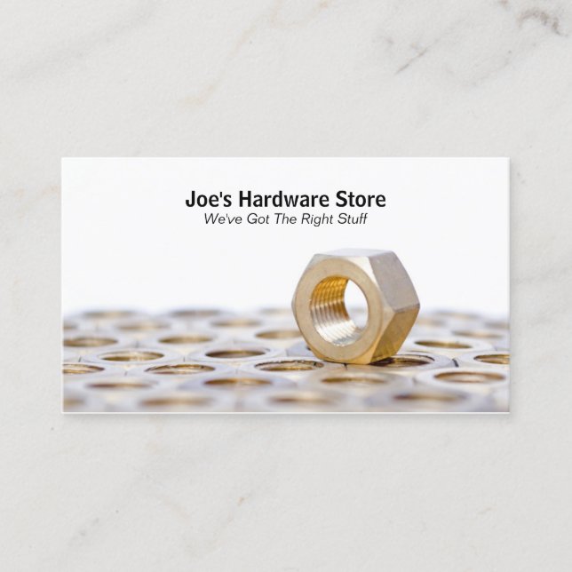 Hardware Store Nuts n Bolts Closeup Business Card (Front)