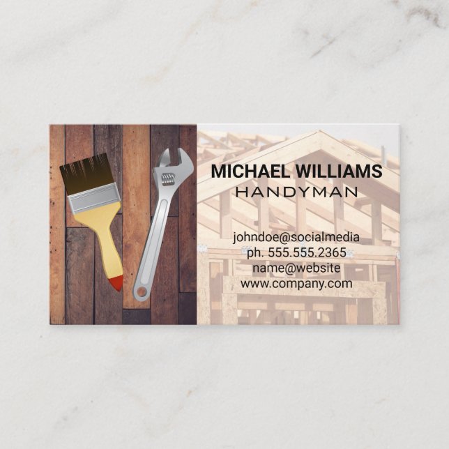 Hardware Tools | Handyman | Construction Site Business Card (Front)