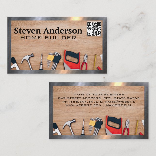 Hardware Tools | QR Code | Carpentry Business Card (Front/Back)