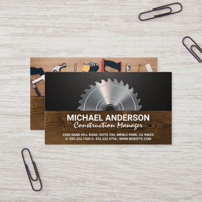 Hardware Tools | Table Saw | Wood Business Card (Front/Back In Situ)