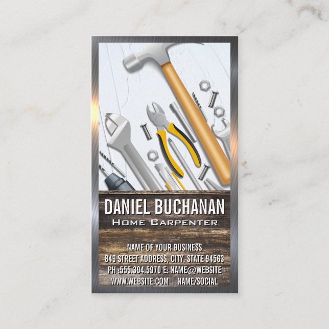 Hardware Tools | Wood Metal Business Card (Front)