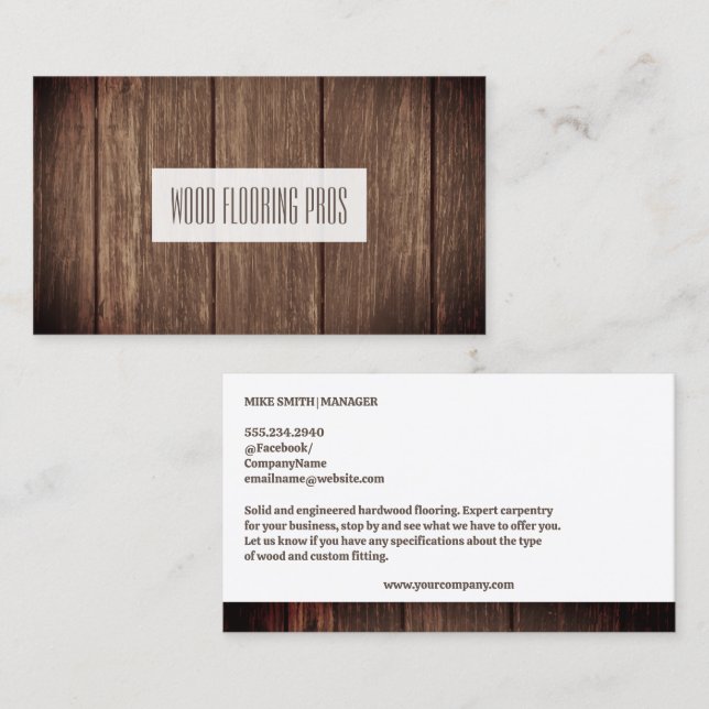 Hardwood Floors | Construction Carpentry Business Card (Front/Back)