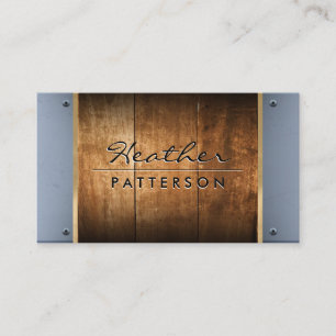 Hardwood Gold Trim Metallic Rivets Business Card